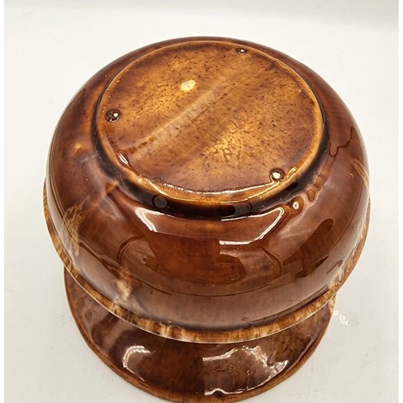 Vintage Brown Glazed Stoneware Spittoon MCM 60s 70s Fall Decor Vase Man Cave Bar - Picture 5 of 7